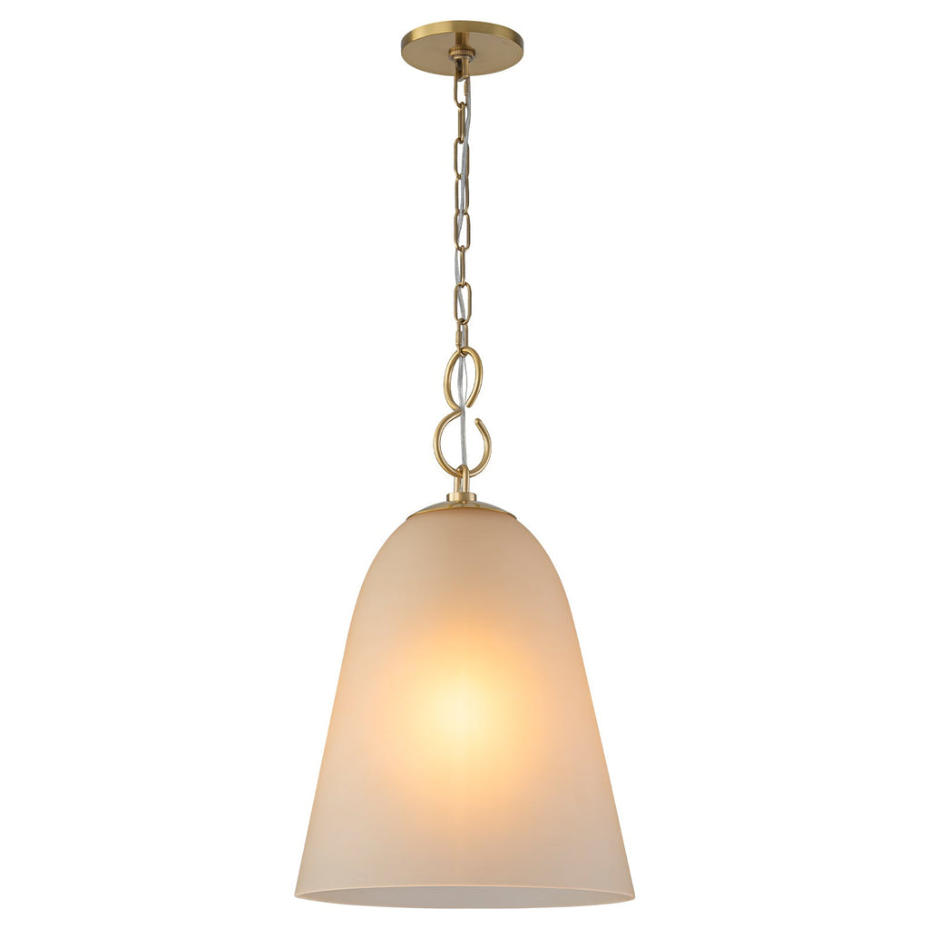 1-Light Modern Gold Bell Shaped Chandelier Hanging Light with Champagne-Colored Glass Shade for Dining Room