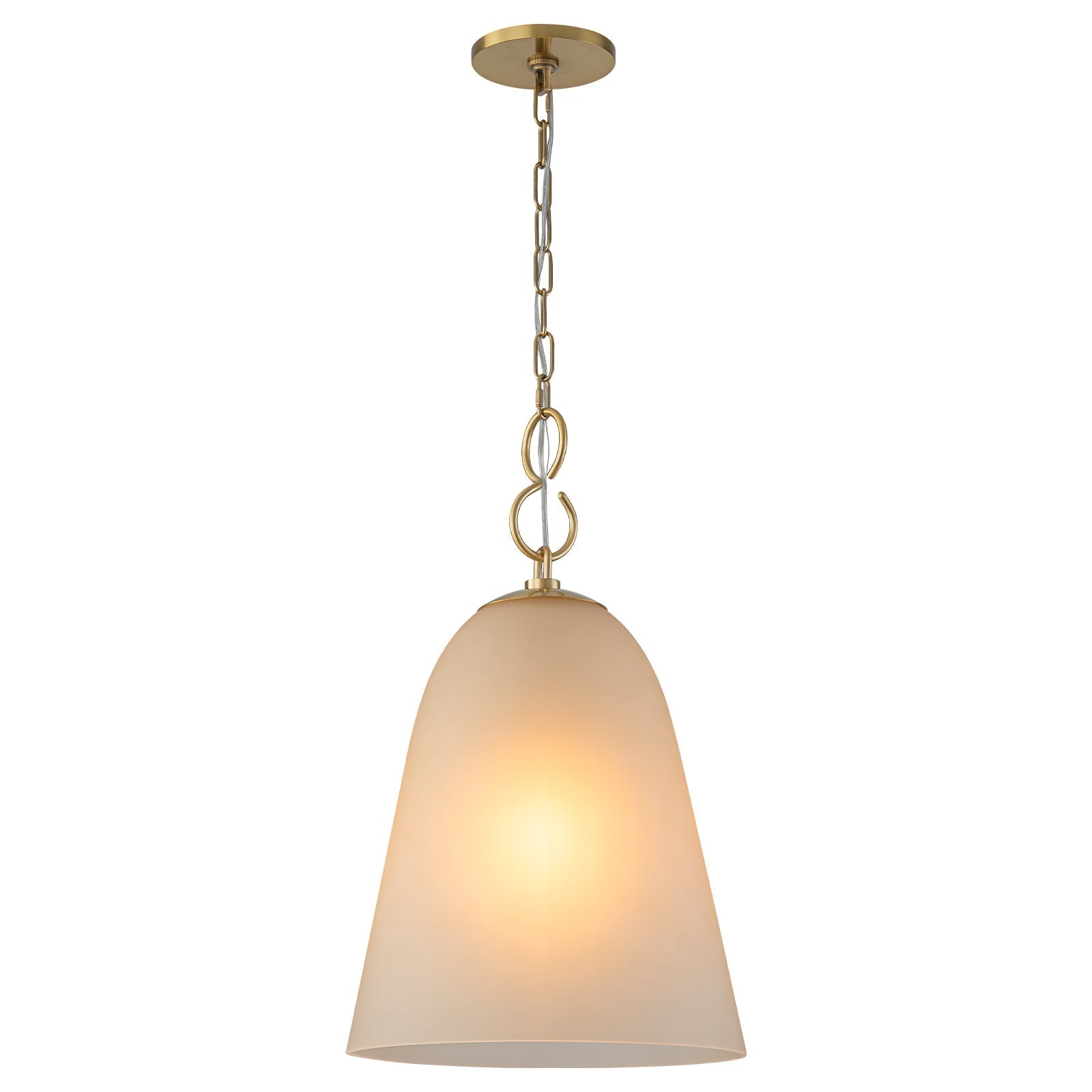 1-Light Modern Gold Bell Shaped Chandelier Hanging Light with Champagne-Colored Glass Shade for Dining Room