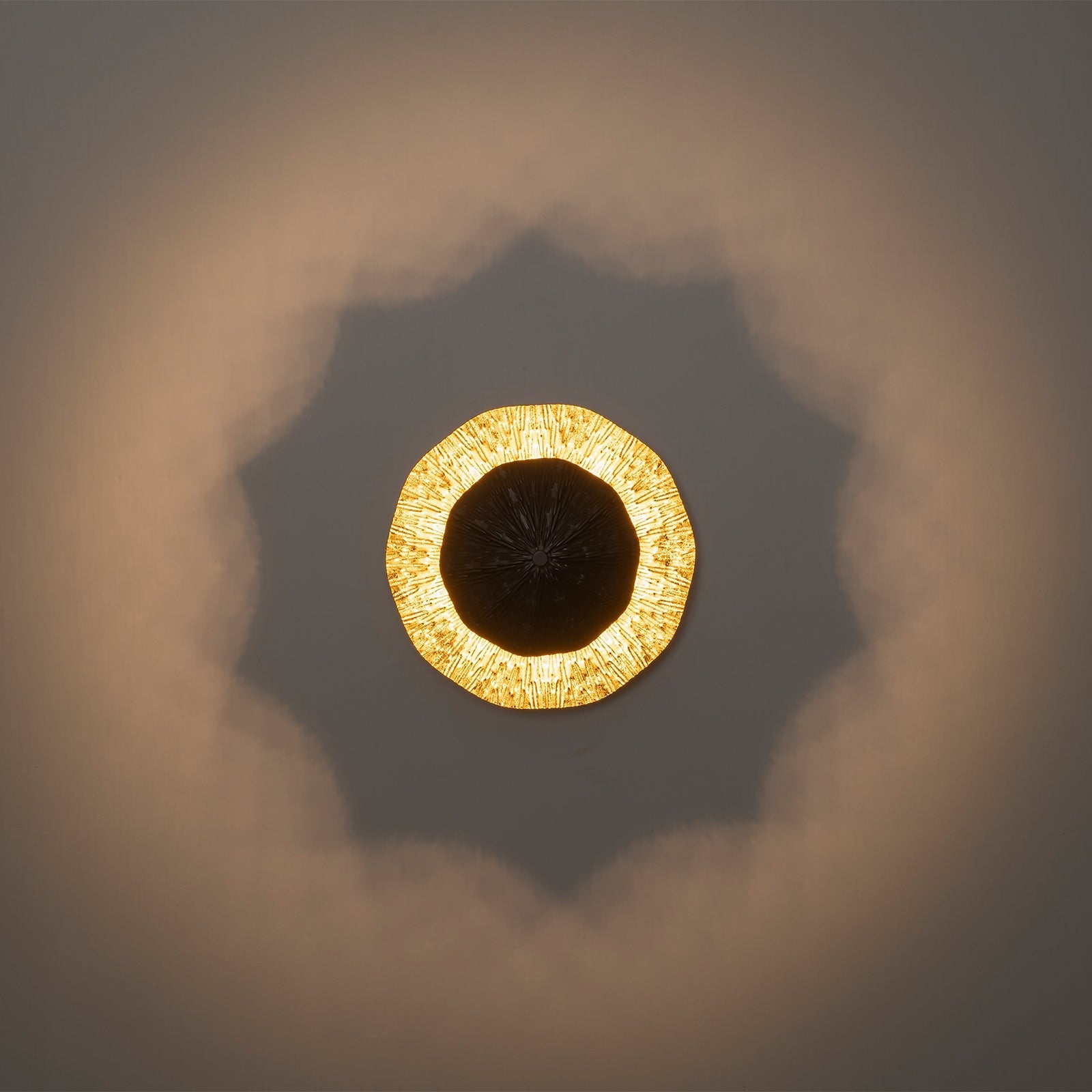 11.41 in. 13-Watt Matte Black and Gold Foil Round Dimmable Integrated LED Wall Sconce for Corridor