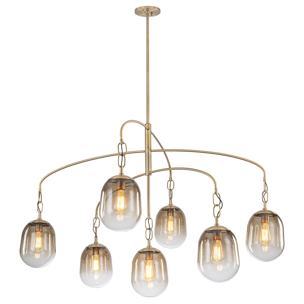 5/7-Light 2/3-Tier Antique Gold Metal Chandelier Pendant with Oval Glass Shades for Living Room, Kitchen Island