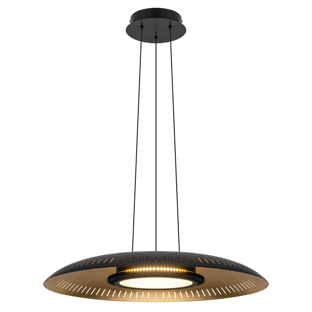24-Watt 1 Light Modern Black Dome Dimmable LED Pendant Light Chandelier with Metal Shade for Dining Room, Kitchen Island