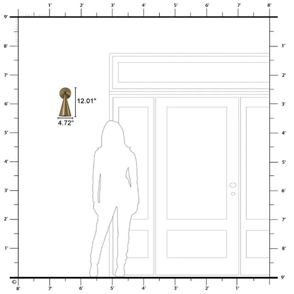 4.72 in. 1-Light Retro Bronze Wall Sconce Interior Vanity Light with Metal Cone Shade for Bathroom, Entryway