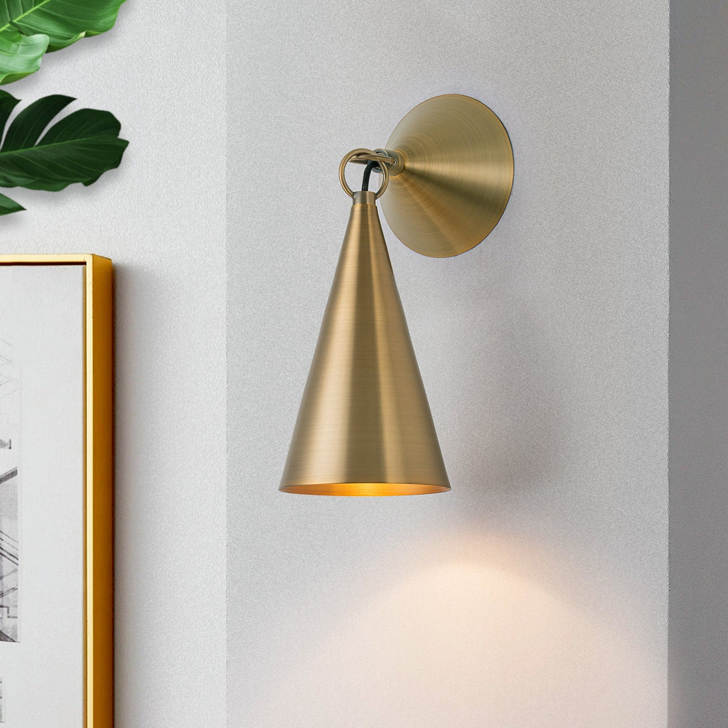 4.72 in. 1-Light Retro Bronze Wall Sconce Interior Vanity Light with Metal Cone Shade for Bathroom, Entryway