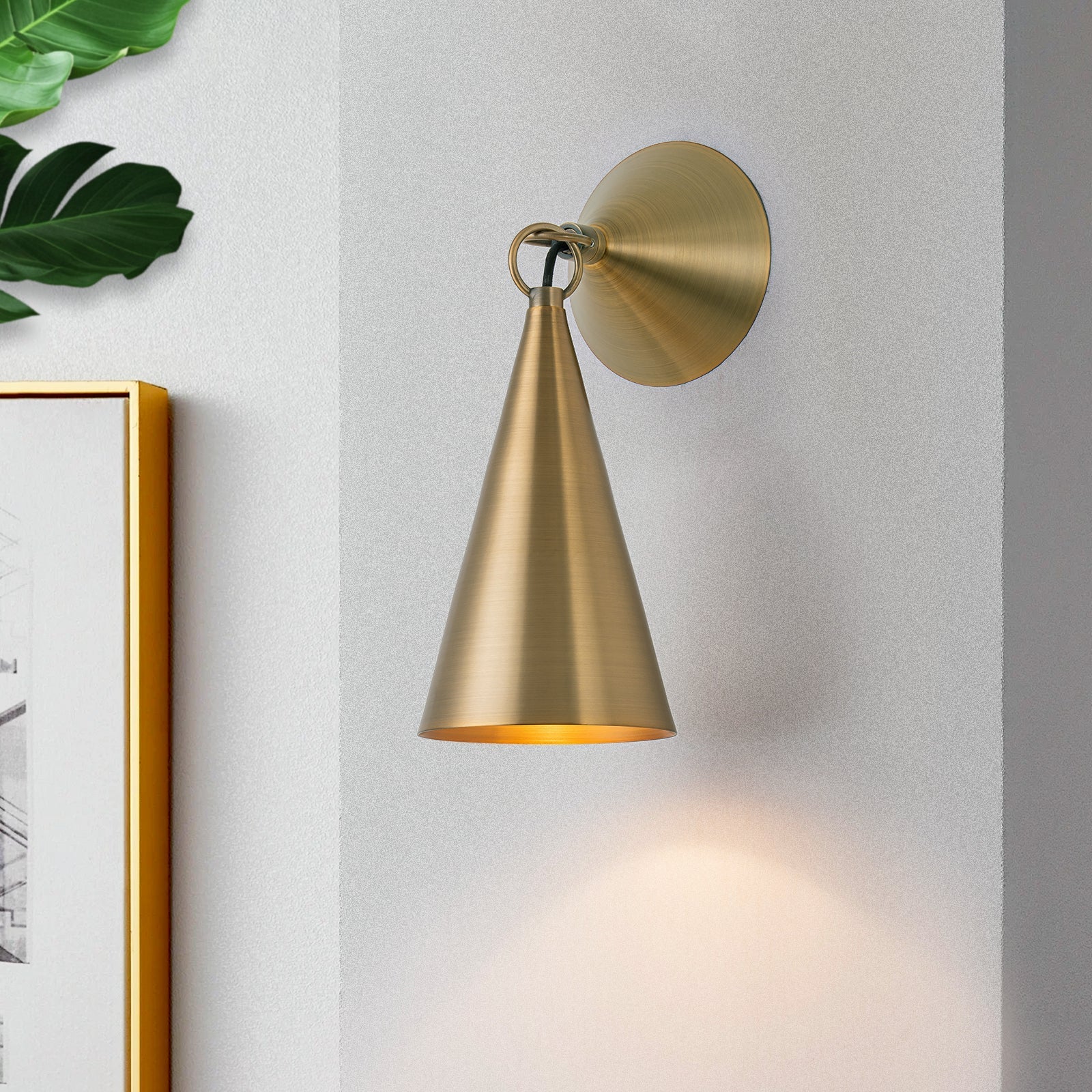 4.72 in. 1-Light Retro Bronze Wall Sconce Interior Vanity Light with Metal Cone Shade for Bathroom, Entryway