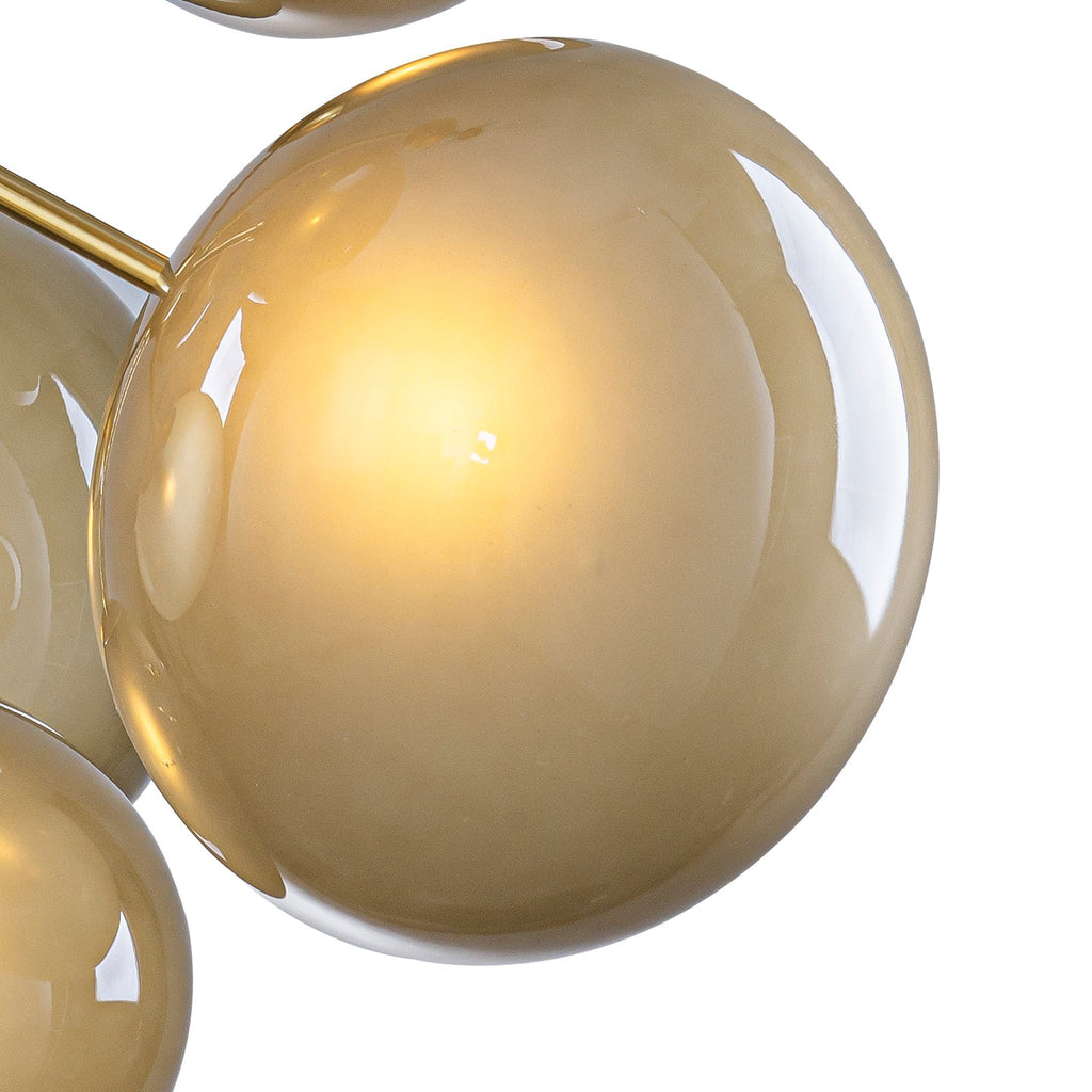 4/7-Light Mid-Century Modern Gold Cluster Chandelier with Coffee Globe Glass Shades