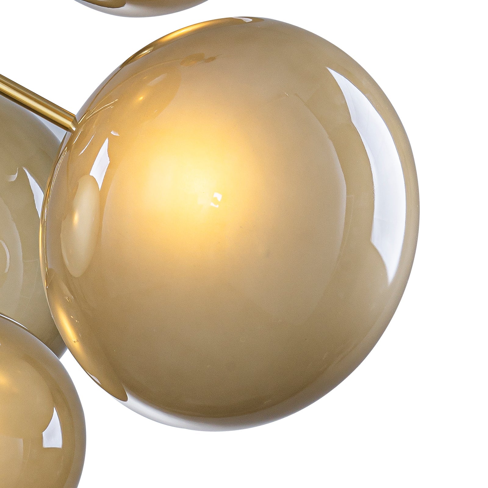 4/7-Light Mid-Century Modern Gold Cluster Chandelier with Coffee Globe Glass Shades
