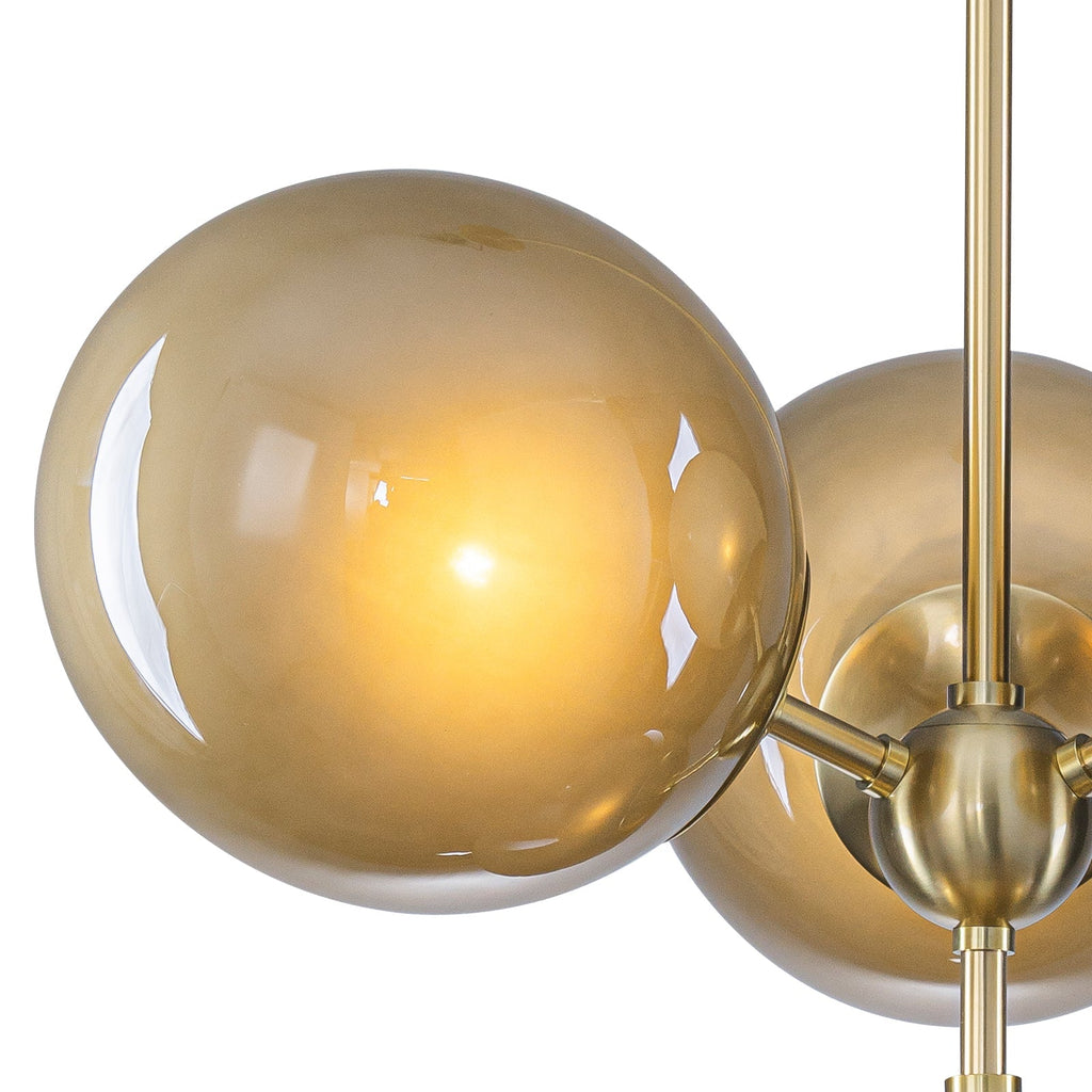 4/7-Light Mid-Century Modern Gold Cluster Chandelier with Coffee Globe Glass Shades