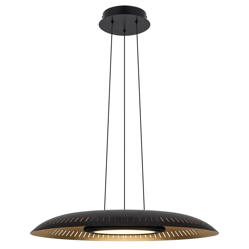 24-Watt 1 Light Modern Black Dome Dimmable LED Pendant Light Chandelier with Metal Shade for Dining Room, Kitchen Island