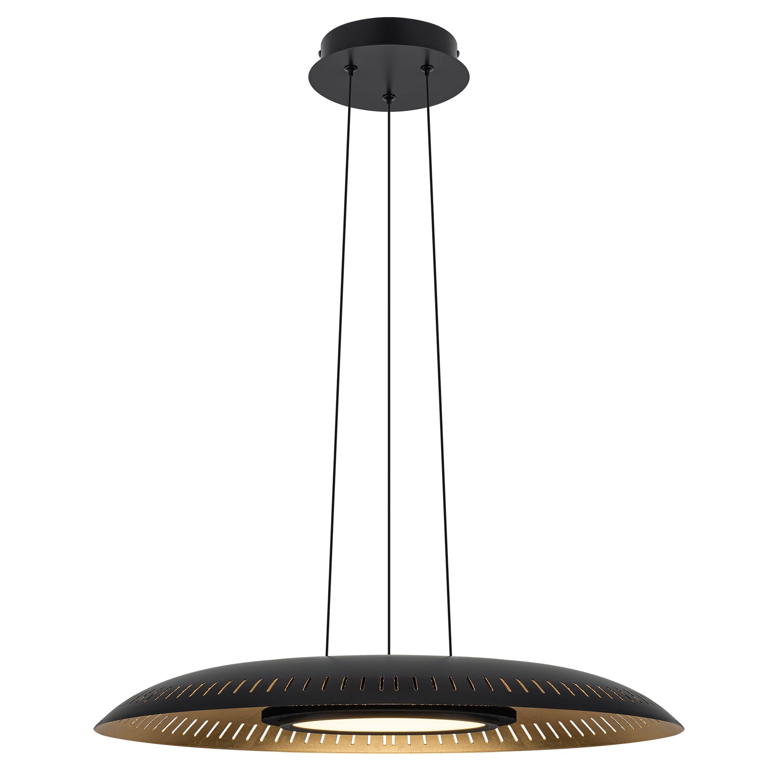 24-Watt 1 Light Modern Black Dome Dimmable LED Pendant Light Chandelier with Metal Shade for Dining Room, Kitchen Island