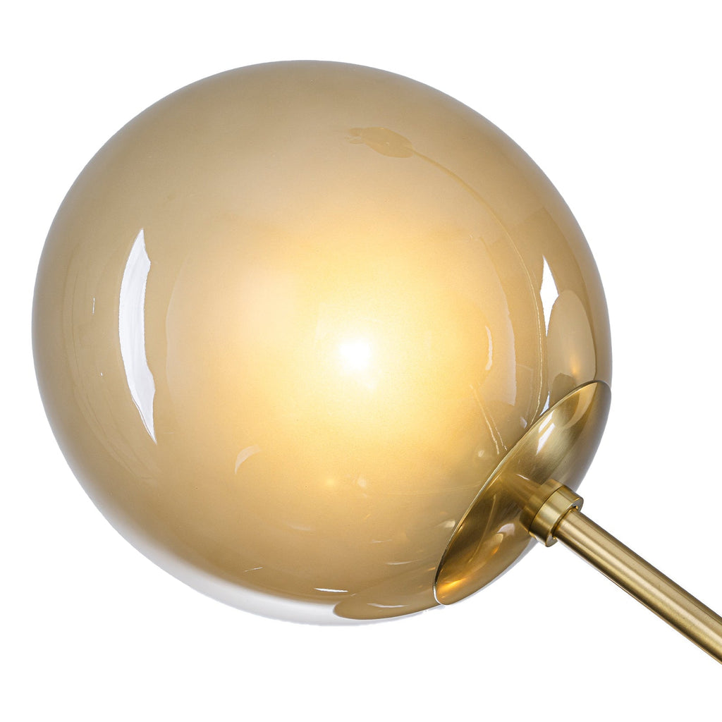 4/7-Light Mid-Century Modern Gold Cluster Chandelier with Coffee Globe Glass Shades