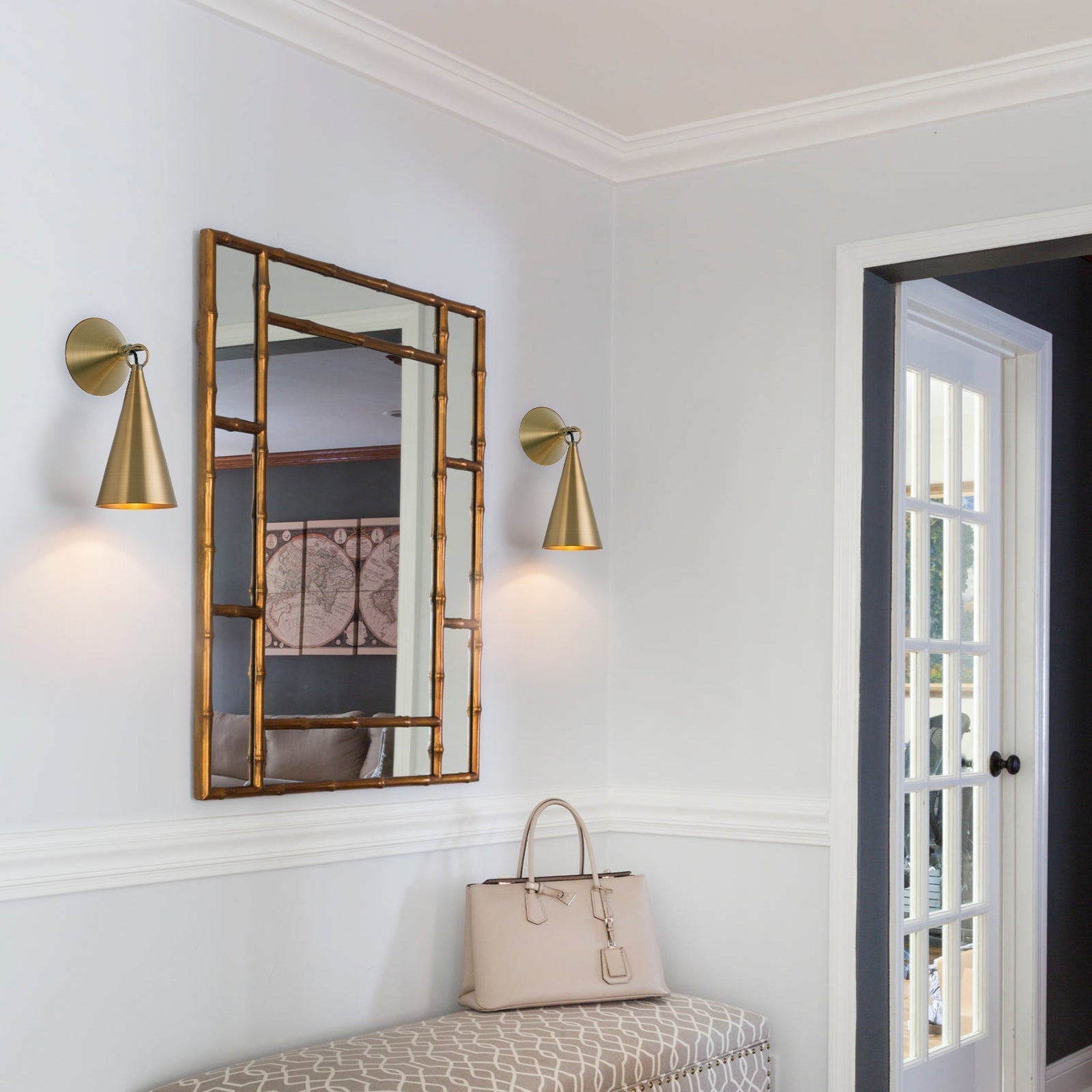 4.72 in. 1-Light Retro Bronze Wall Sconce Interior Vanity Light with Metal Cone Shade for Bathroom, Entryway
