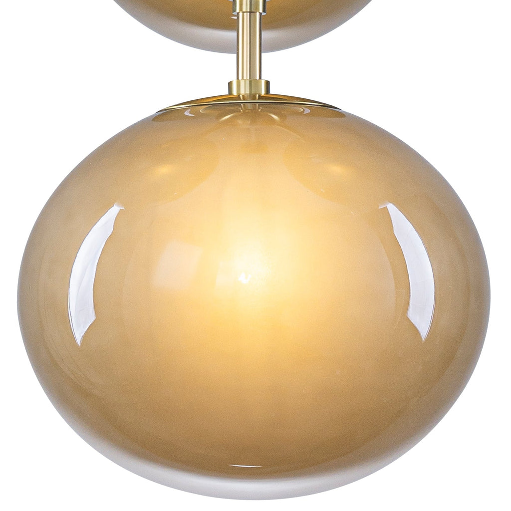 4/7-Light Mid-Century Modern Gold Cluster Chandelier with Coffee Globe Glass Shades