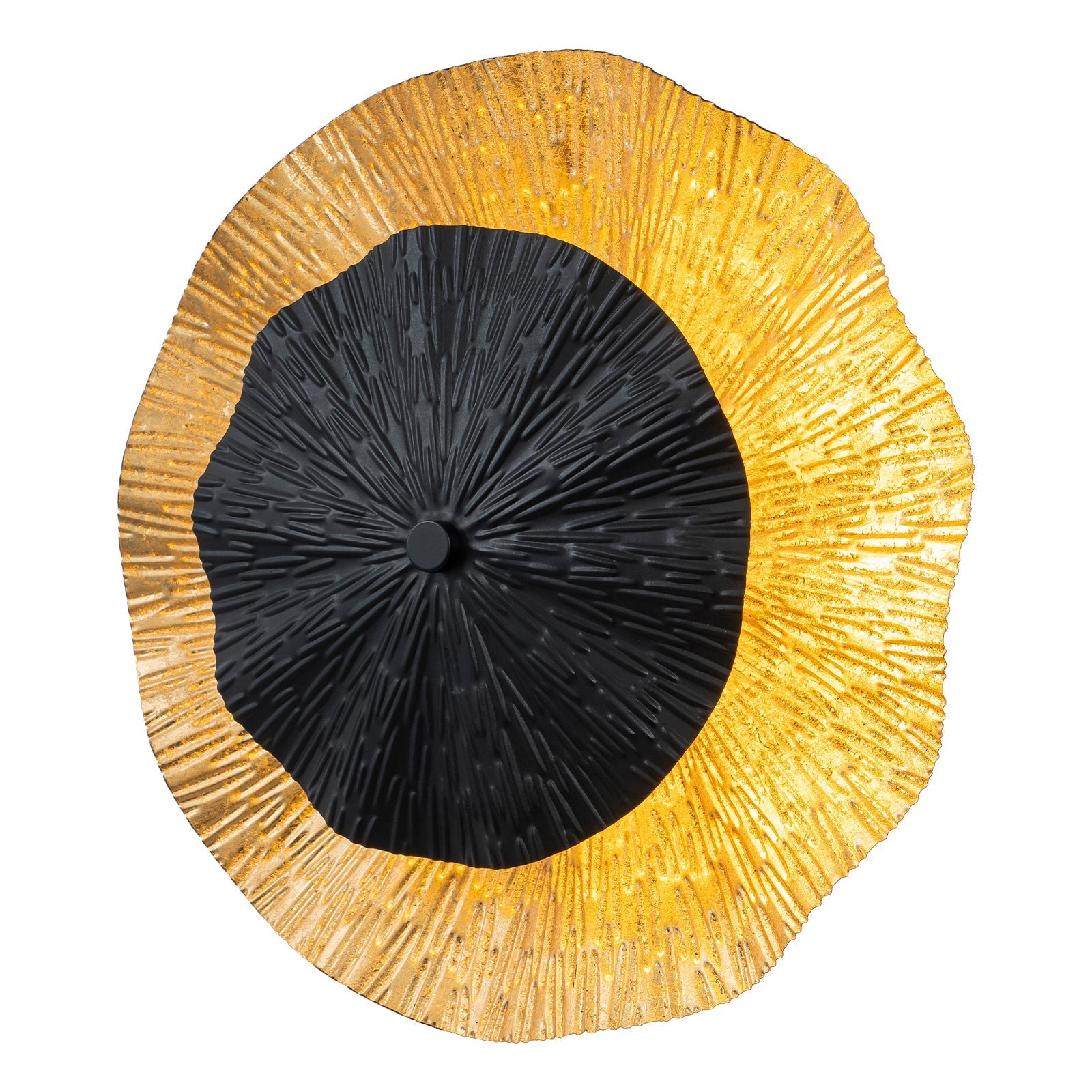 11.41 in. 13-Watt Matte Black and Gold Foil Round Dimmable Integrated LED Wall Sconce for Corridor