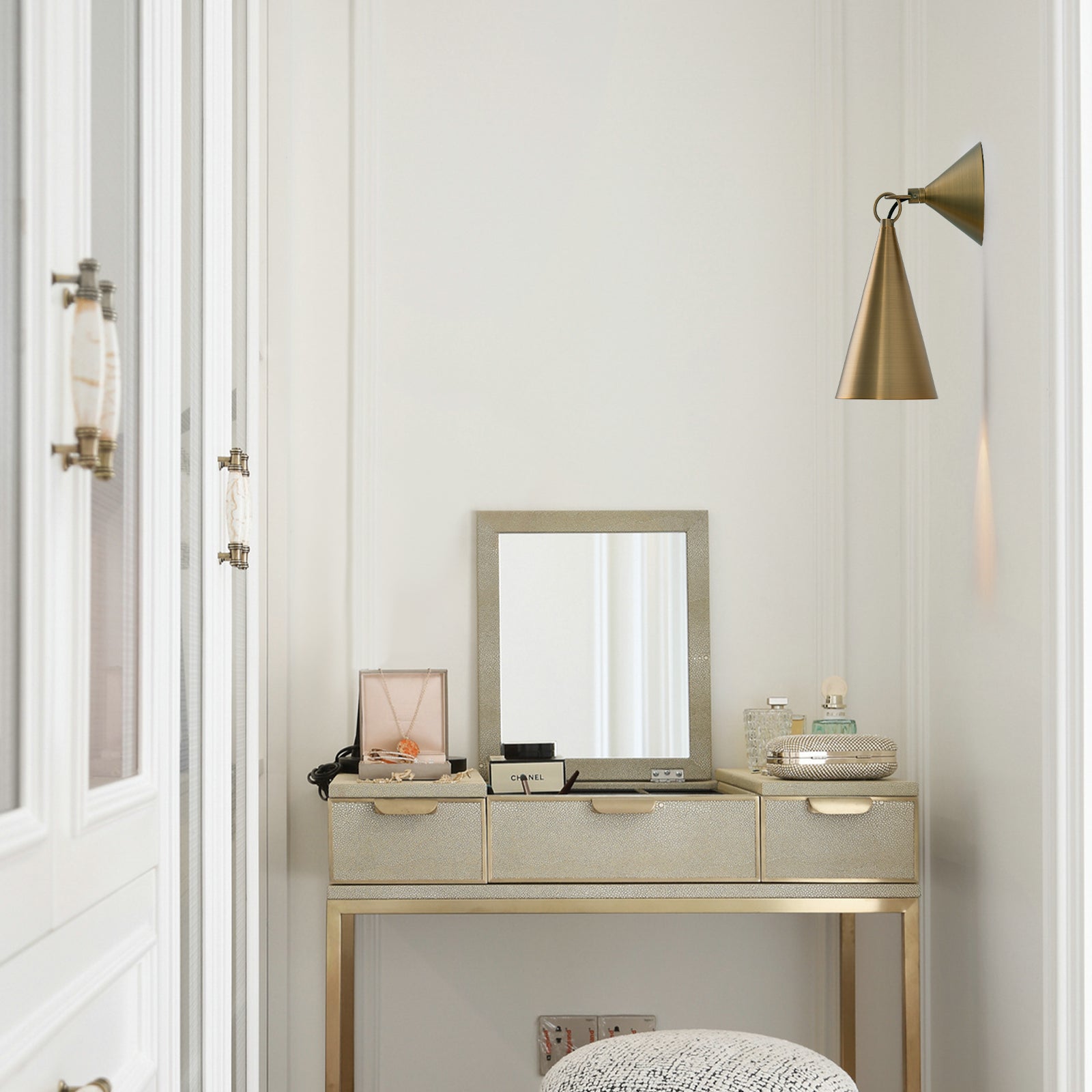 4.72 in. 1-Light Retro Bronze Wall Sconce Interior Vanity Light with Metal Cone Shade for Bathroom, Entryway