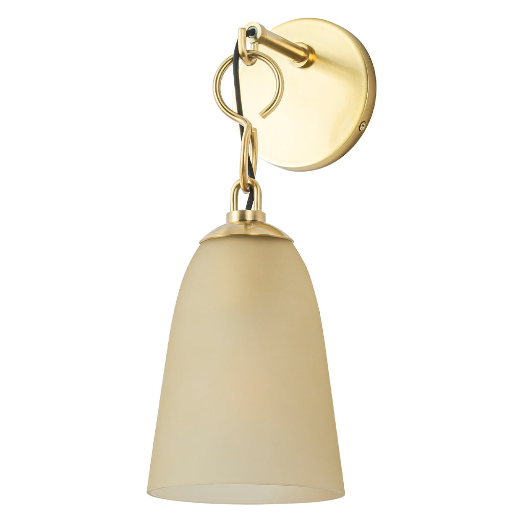6 in. 1-Light Modern Brass Wall Sconce with Bell Frosted Glass Shade for Bedroom, Living Room, Hallway
