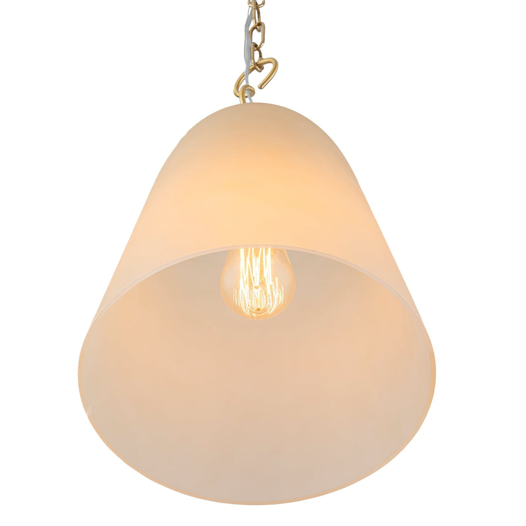 1-Light Modern Gold Bell Shaped Chandelier Hanging Light with Champagne-Colored Glass Shade for Dining Room