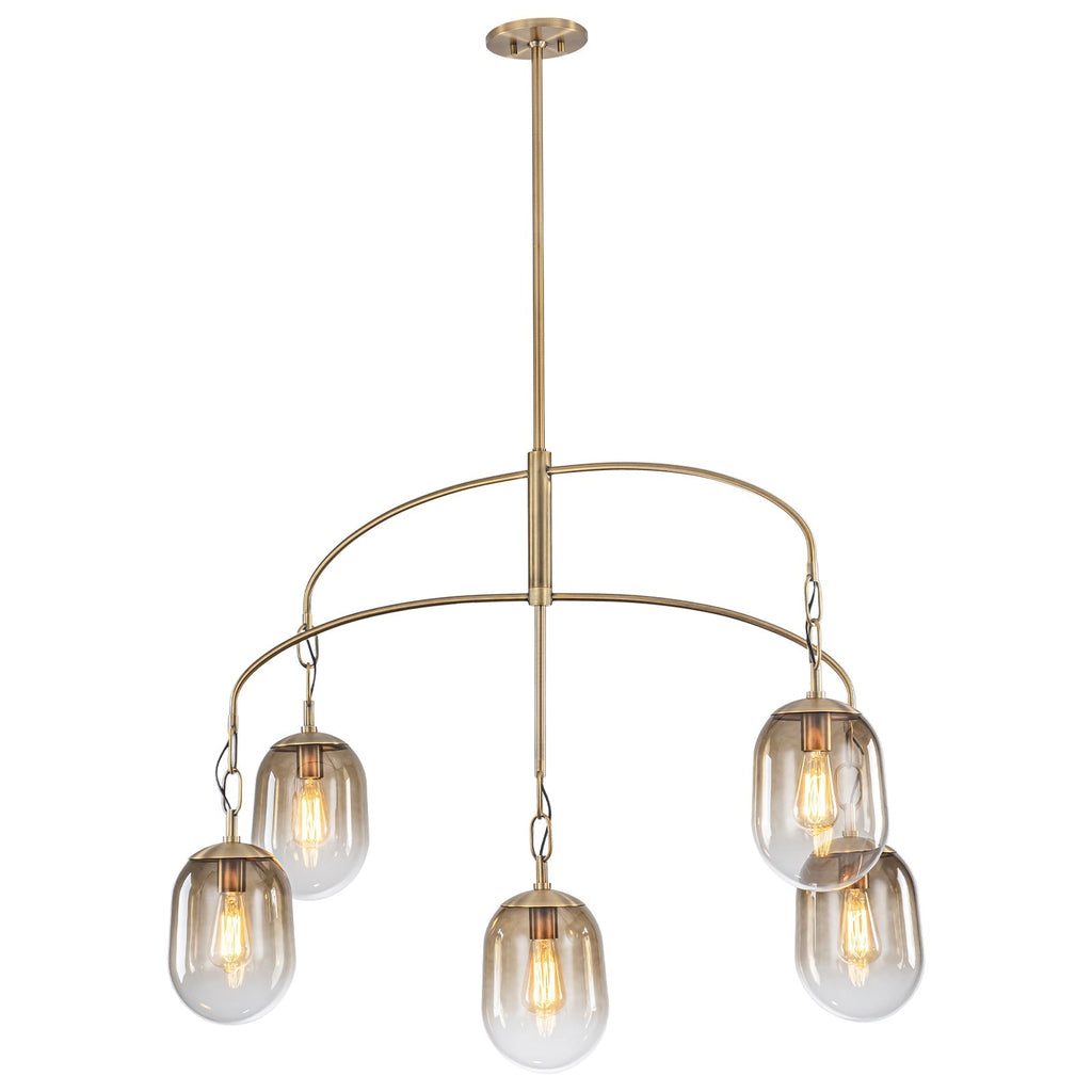 5/7-Light 2/3-Tier Antique Gold Metal Chandelier Pendant with Oval Glass Shades for Living Room, Kitchen Island