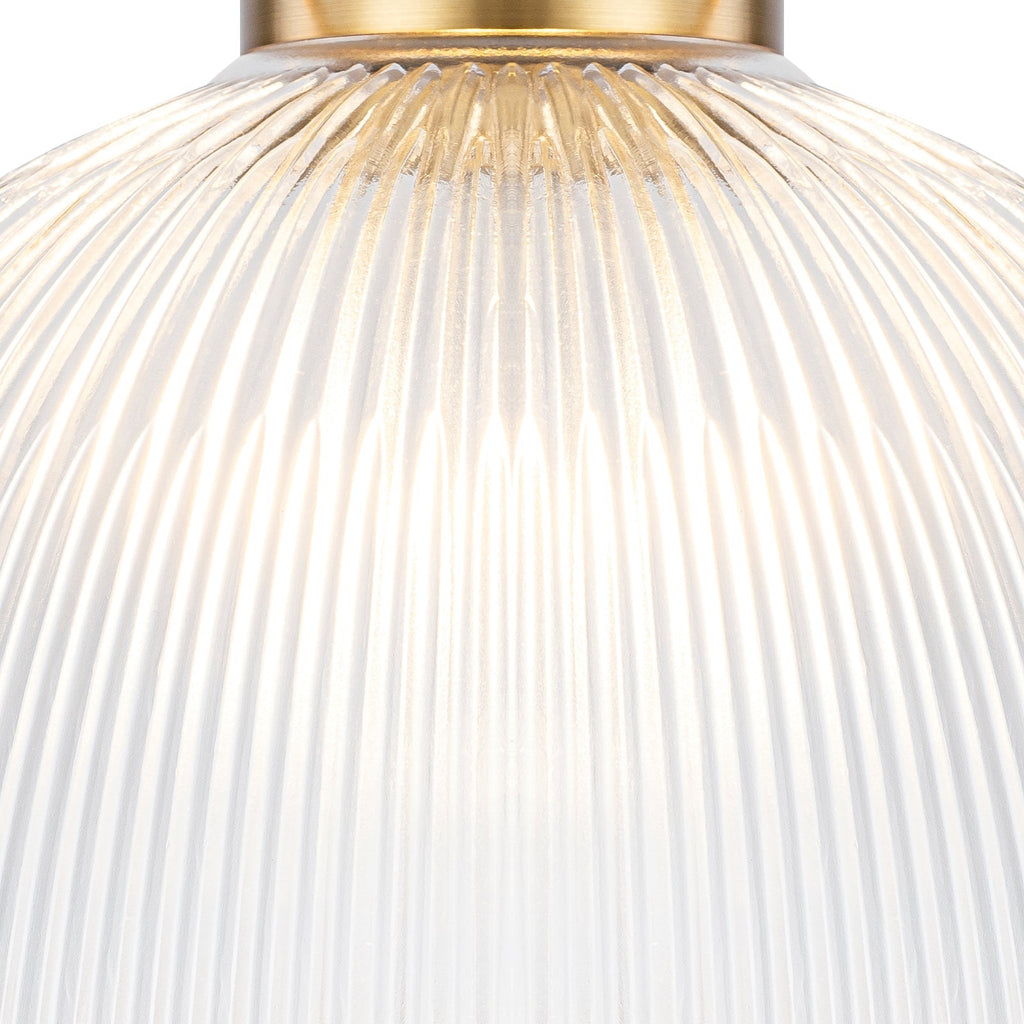 1-Light Industrial Brass Metal Dome Pendant Light with Clear Glass Shade for Kitchen Island, Dining Room
