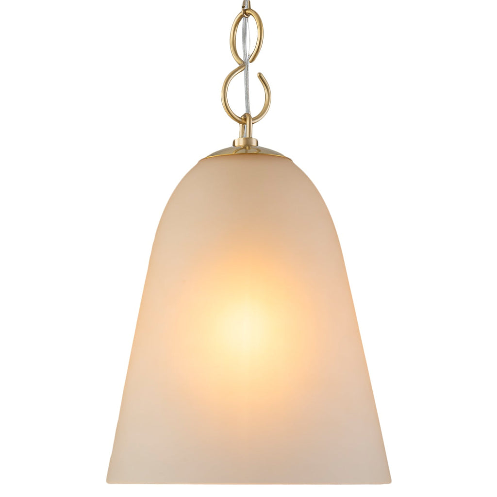 1-Light Modern Gold Bell Shaped Chandelier Hanging Light with Champagne-Colored Glass Shade for Dining Room
