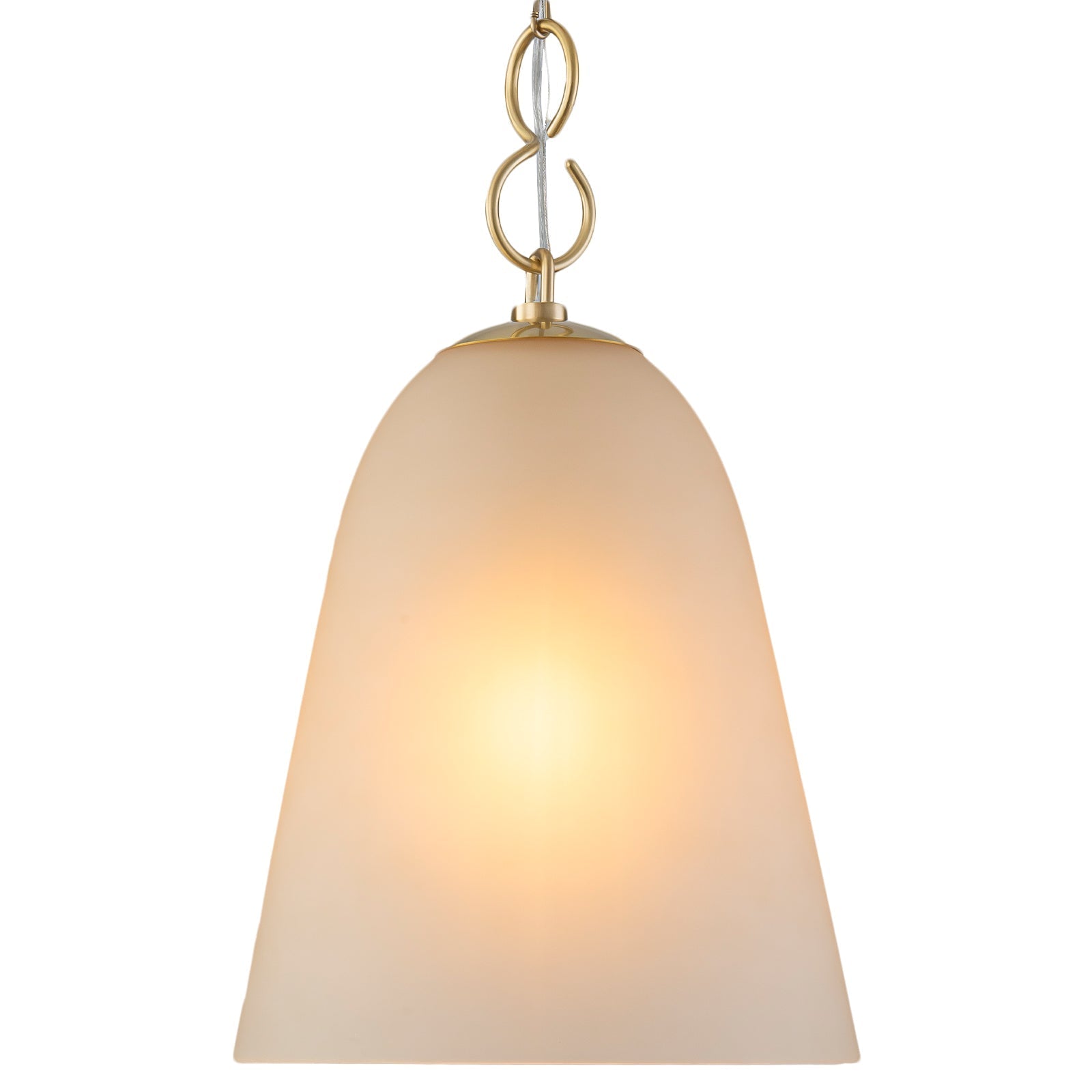 1-Light Modern Gold Bell Shaped Chandelier Hanging Light with Champagne-Colored Glass Shade for Dining Room