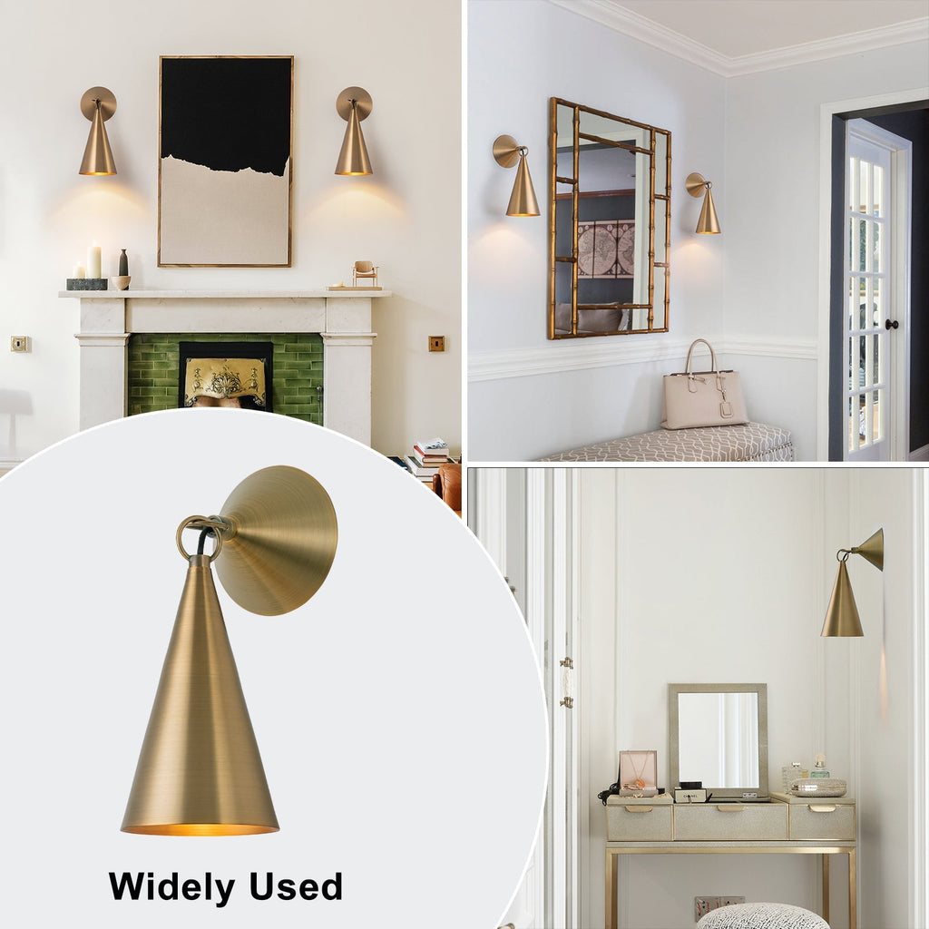 4.72 in. 1-Light Retro Bronze Wall Sconce Interior Vanity Light with Metal Cone Shade for Bathroom, Entryway