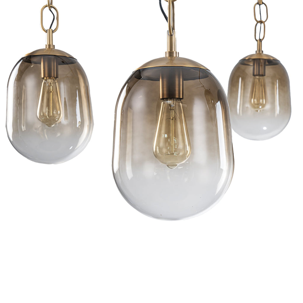 5/7-Light 2/3-Tier Antique Gold Metal Chandelier Pendant with Oval Glass Shades for Living Room, Kitchen Island