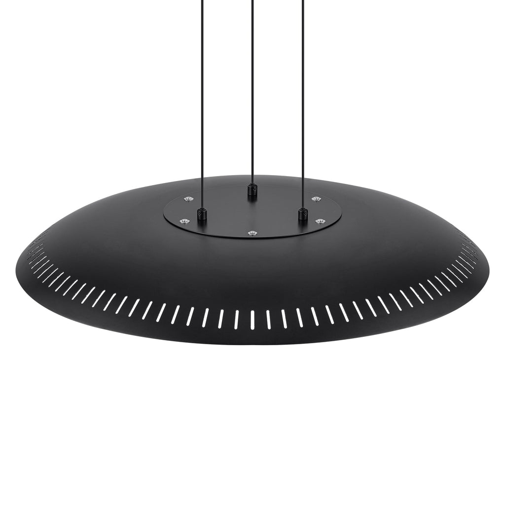 24-Watt 1 Light Modern Black Dome Dimmable LED Pendant Light Chandelier with Metal Shade for Dining Room, Kitchen Island
