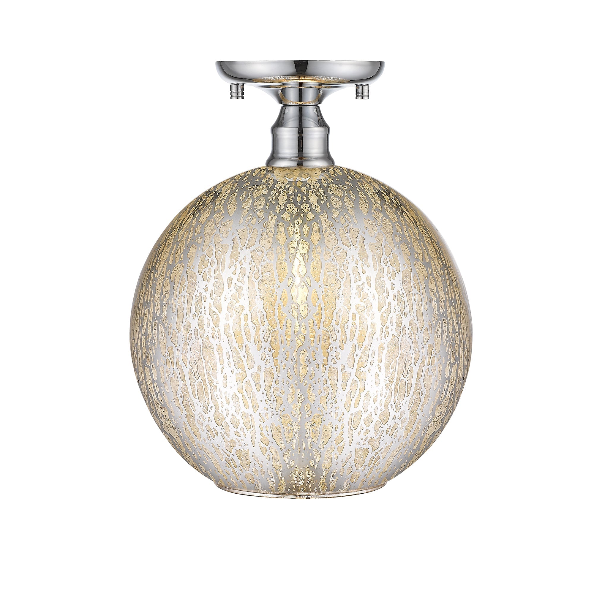 10 in. 1-Light Mini Chrome Transitional Round Flush Mount Ceiling Light with Globe Crackle Glass Shade for Hallway