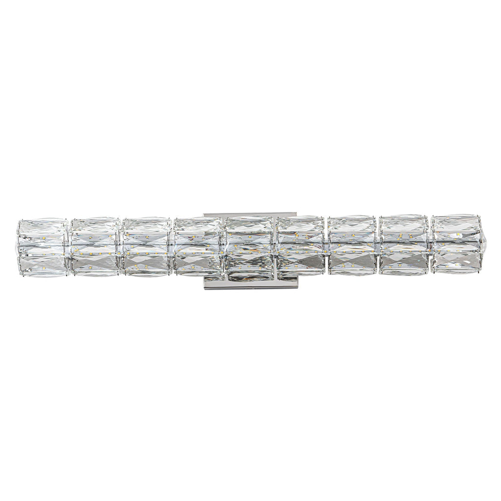 28.5 in. 1-Light Modern Chrome Metal Linear Integrated LED Bathroom Vanity Light Dimmable with Crystal Shade