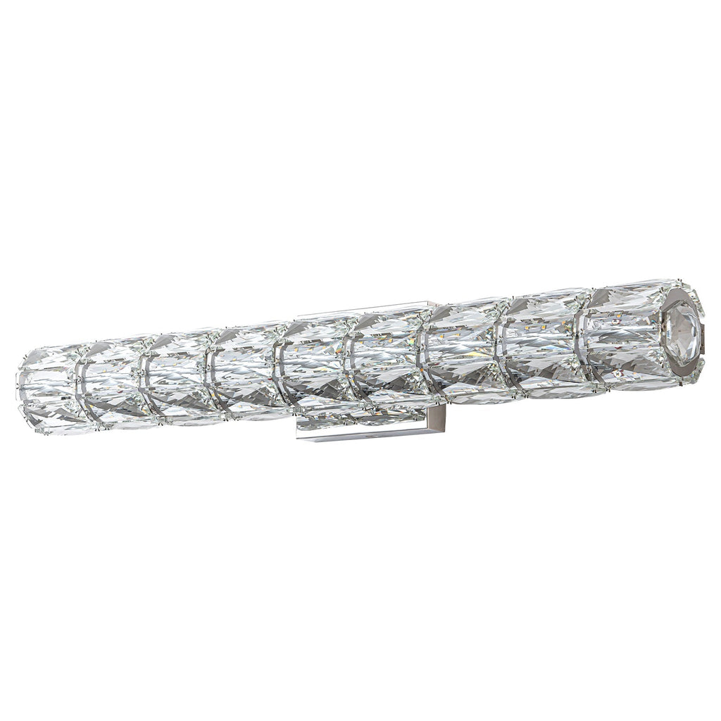 28.5 in. 1-Light Modern Chrome Metal Linear Integrated LED Bathroom Vanity Light Dimmable with Crystal Shade