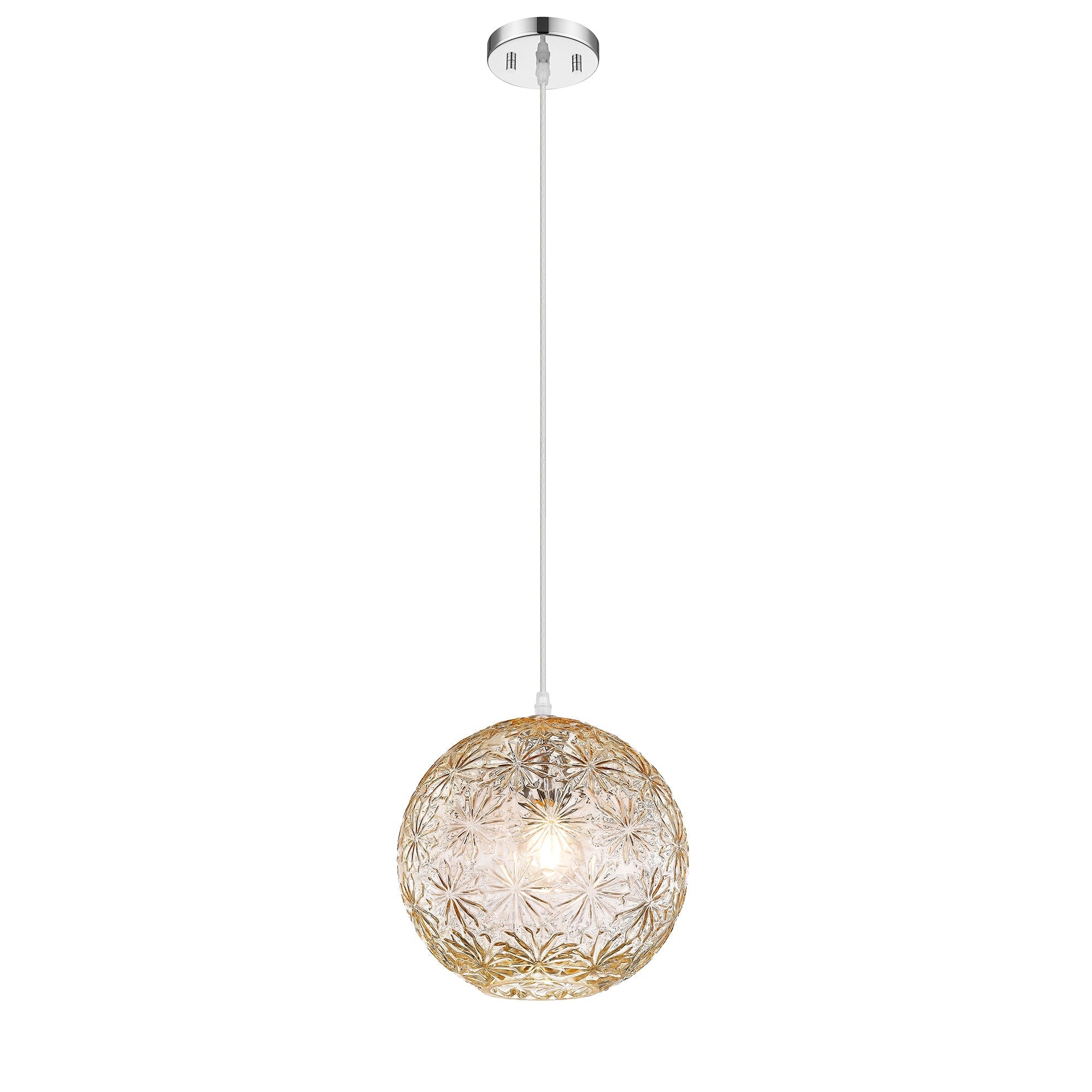 9.84 in. 1-Light Modern Chrome Island Pendant Light with Globe Glass Shade for Dining, Kitchen Island