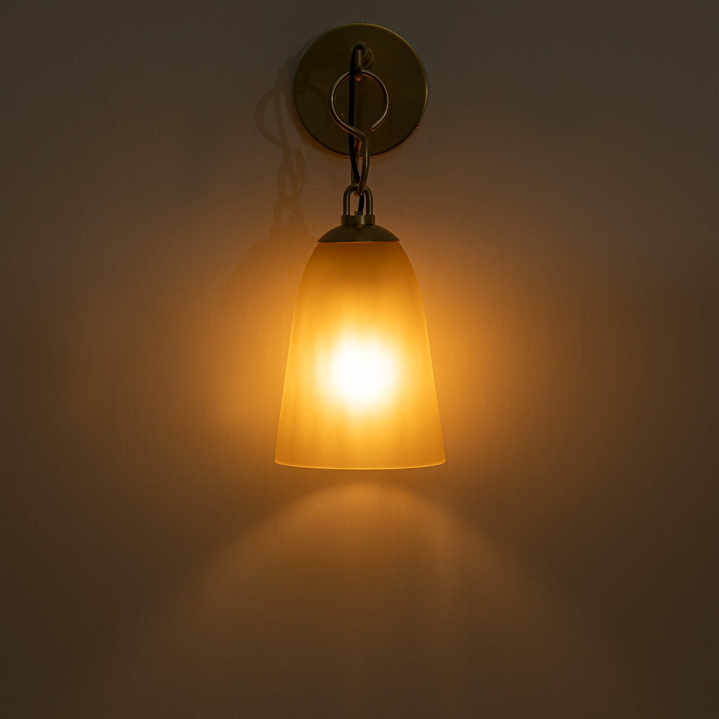 6 in. 1-Light Modern Brass Wall Sconce with Bell Frosted Glass Shade for Bedroom, Living Room, Hallway